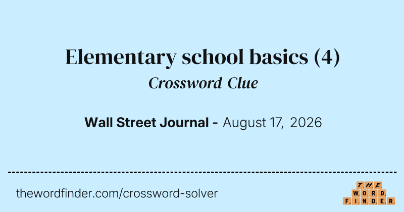 Elementary school basics crossword clue image