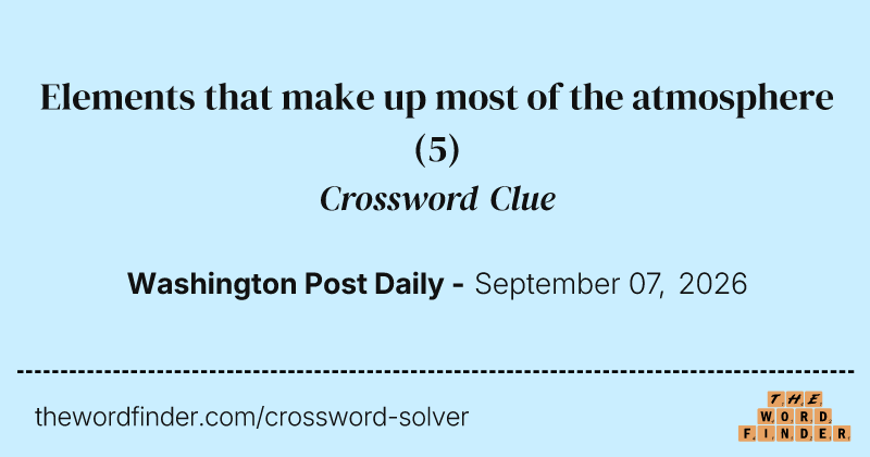 Elements that make up most of the atmosphere crossword clue image