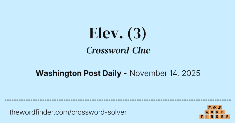 Elev. crossword clue image