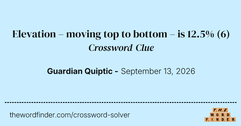 Elevation – moving top to bottom – is 12.5% crossword clue image