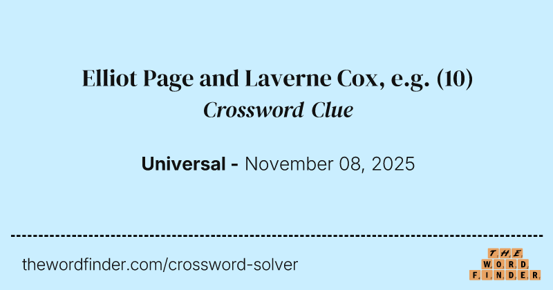 Elliot Page and Laverne Cox, e.g. crossword clue image