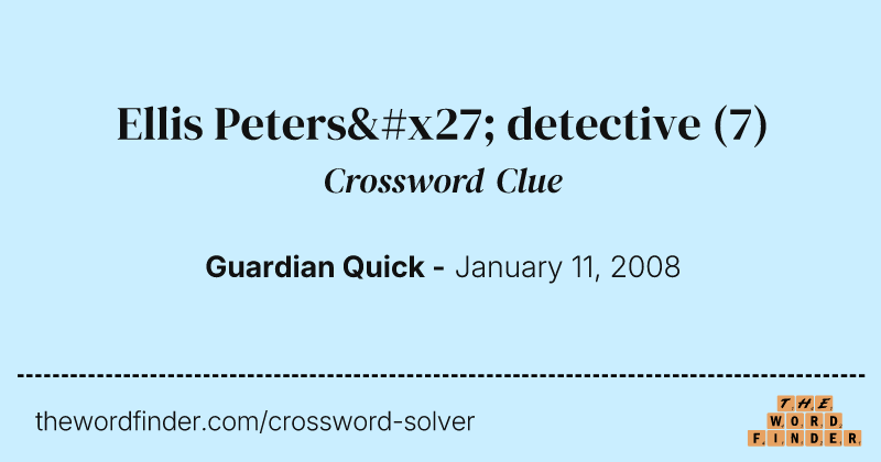 Ellis Peters' detective crossword clue image