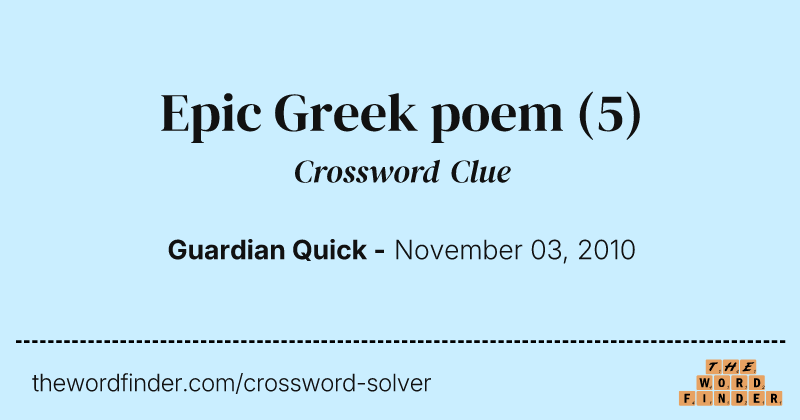 Epic Greek poem crossword clue image