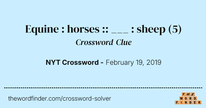 Equine : horses :: ___ : sheep crossword clue image