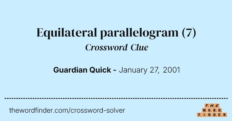 Equilateral parallelogram crossword clue image