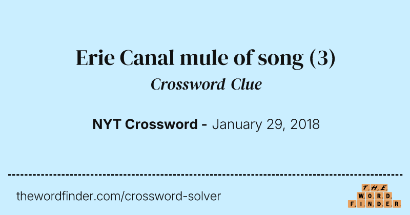 Erie Canal mule of song crossword clue image
