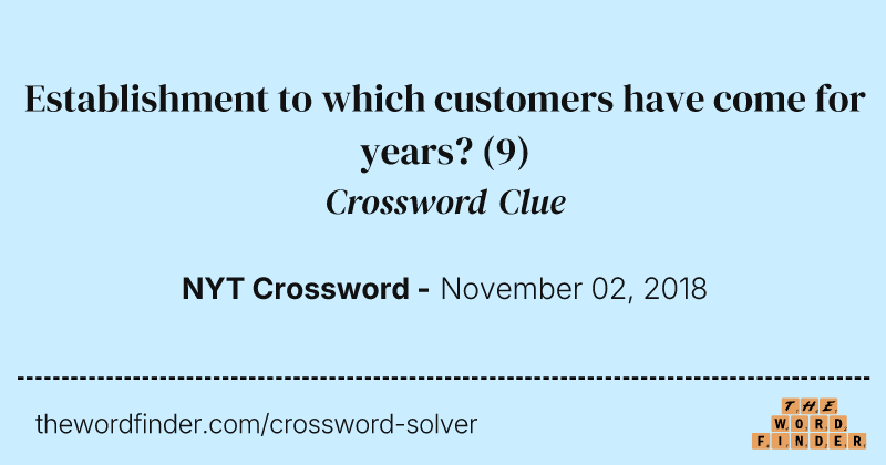 Establishment to which customers have come for years? crossword clue image