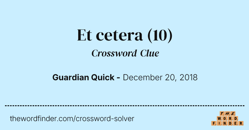 Et cetera crossword clue image