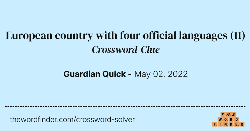 European country with four official languages crossword clue image