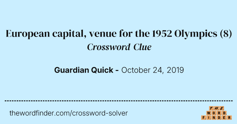 European capital, venue for the 1952 Olympics crossword clue image