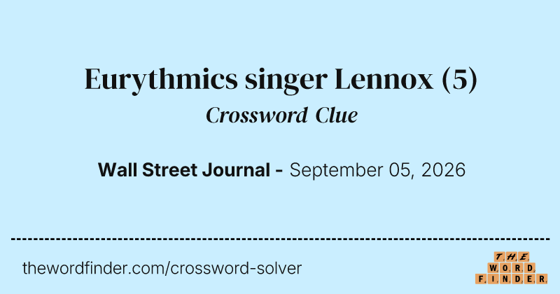 Eurythmics singer Lennox crossword clue image