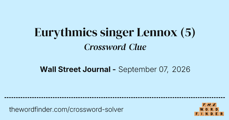 Eurythmics singer Lennox crossword clue image