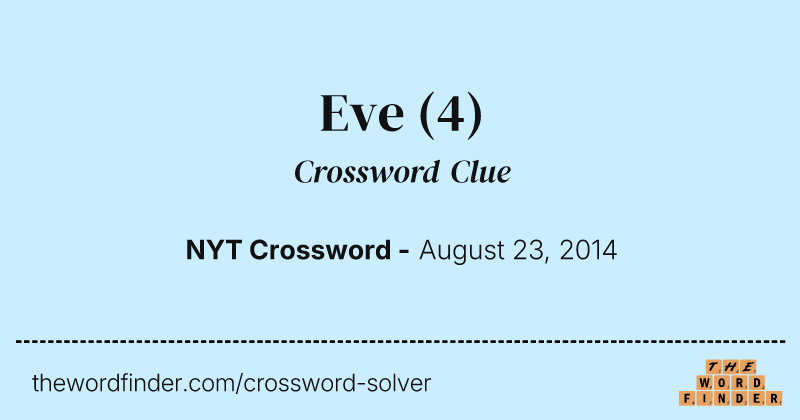 Eve crossword clue image