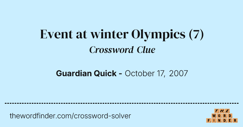 Event at winter Olympics crossword clue image