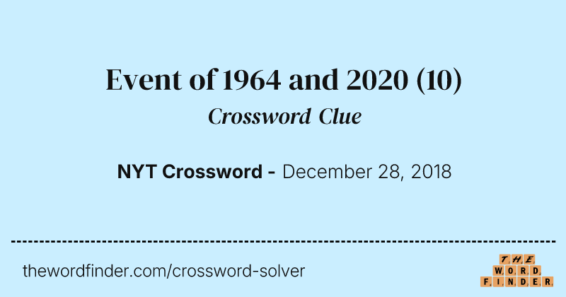 Event of 1964 and 2020 crossword clue image