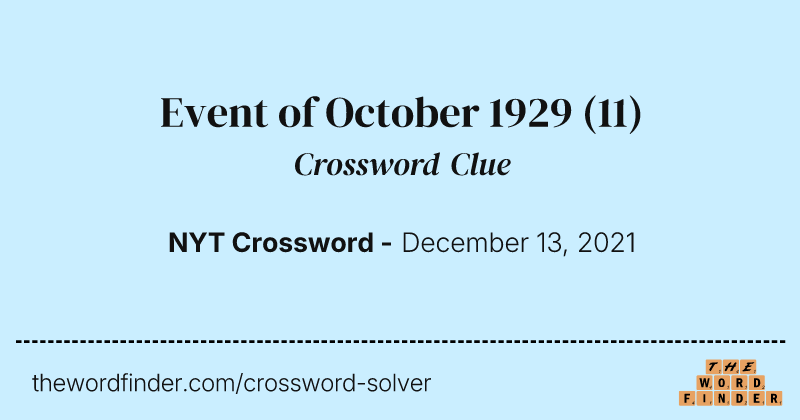 Event of October 1929 crossword clue image