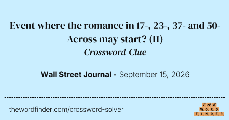 Event where the romance in 17-, 23-, 37- and 50-Across may start? crossword clue image
