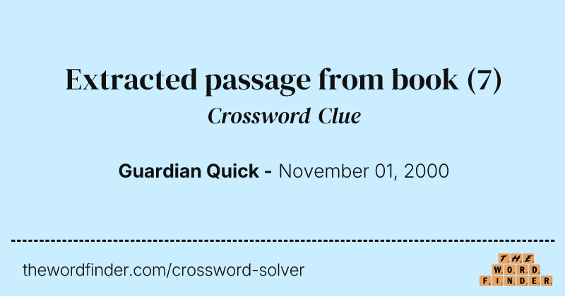 Extracted passage from book crossword clue image