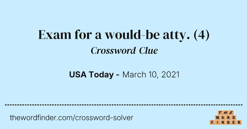 Exam for a would-be atty. crossword clue image