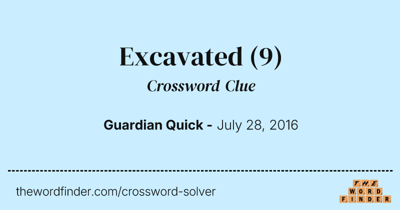 Excavated crossword clue image