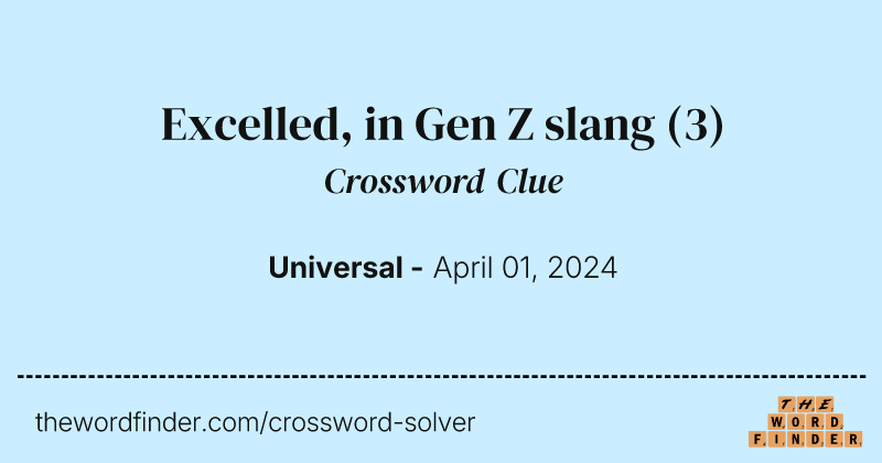 Excelled, in Gen Z slang crossword clue image