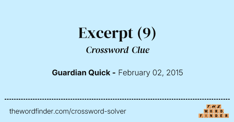 Excerpt crossword clue image