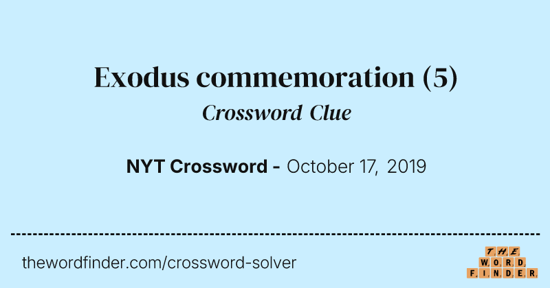 Exodus commemoration crossword clue image