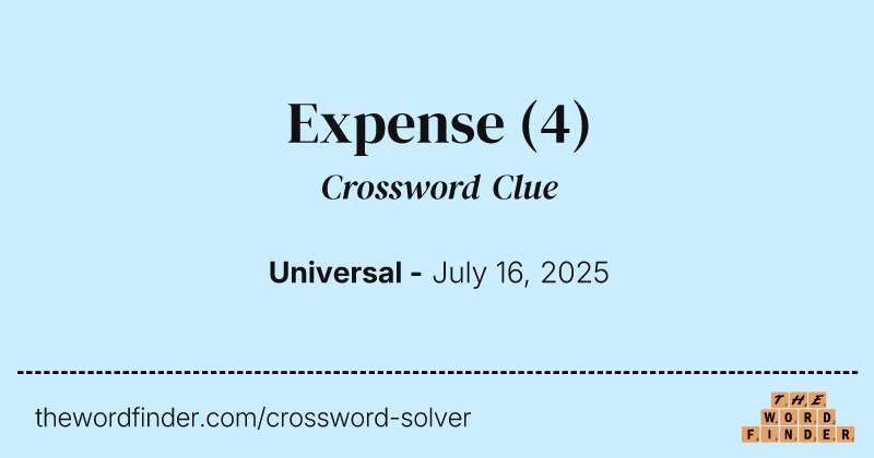 Expense crossword clue image