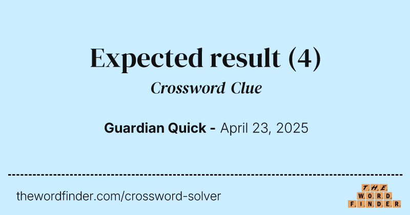 Expected result crossword clue image
