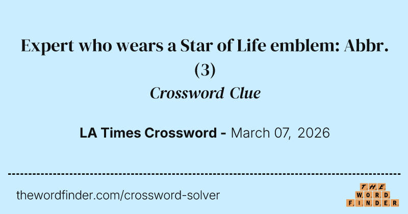 Expert who wears a Star of Life emblem: Abbr. crossword clue image