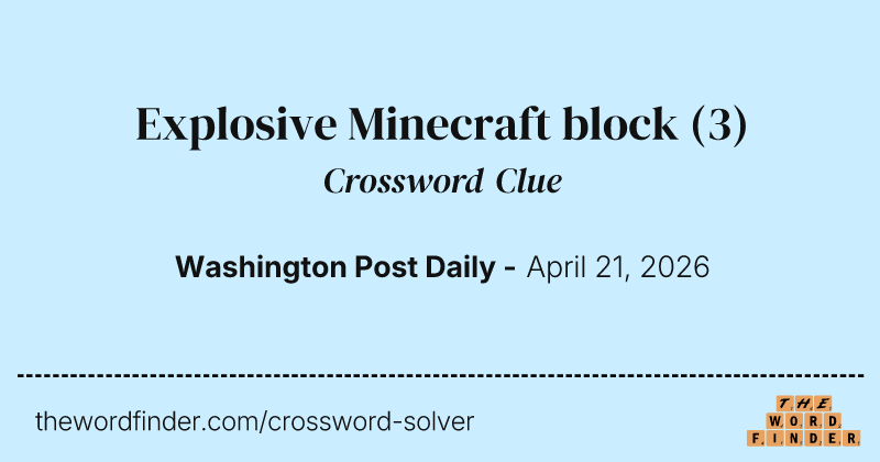 Explosive Minecraft block crossword clue image