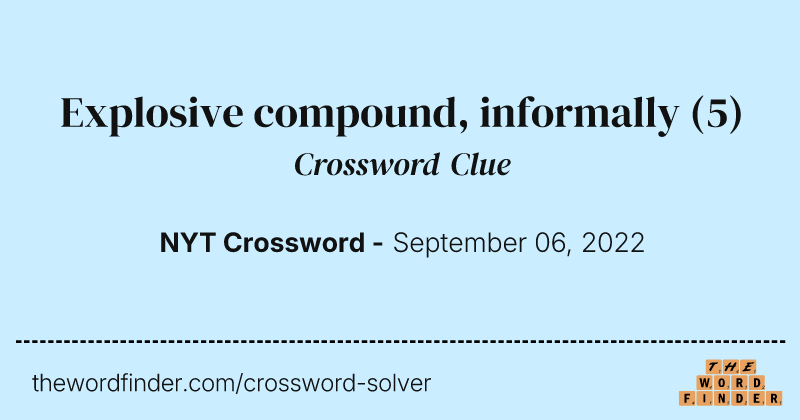 Explosive compound, informally crossword clue image