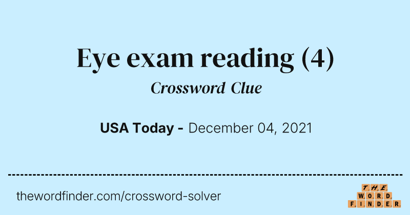 Eye exam reading crossword clue image