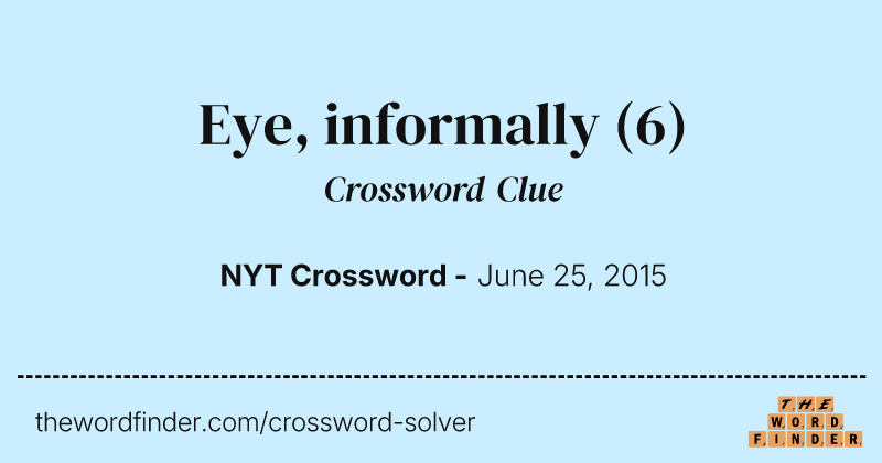 Eye, informally crossword clue image