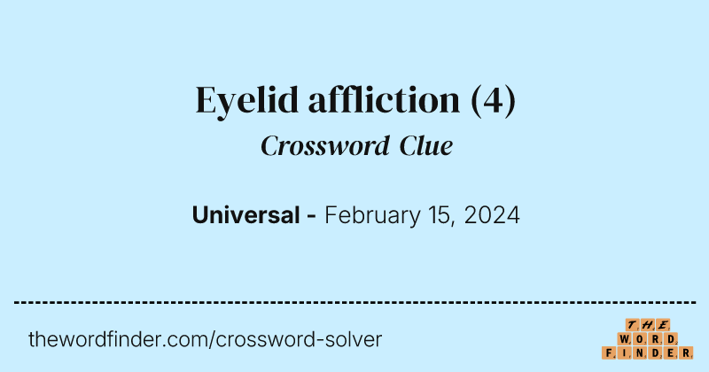Eyelid affliction crossword clue image