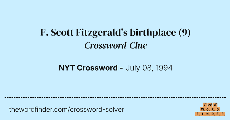 F. Scott Fitzgerald's birthplace crossword clue image
