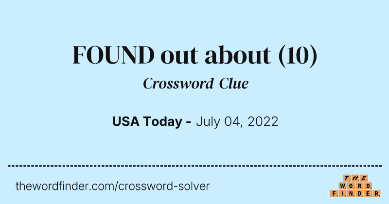 FOUND out about crossword clue image