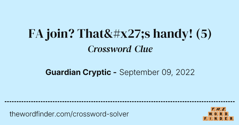 FA join? That's handy! crossword clue image