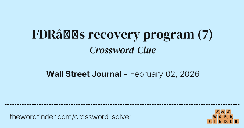 FDR’s recovery program crossword clue image