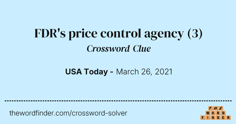 FDR's price control agency crossword clue image