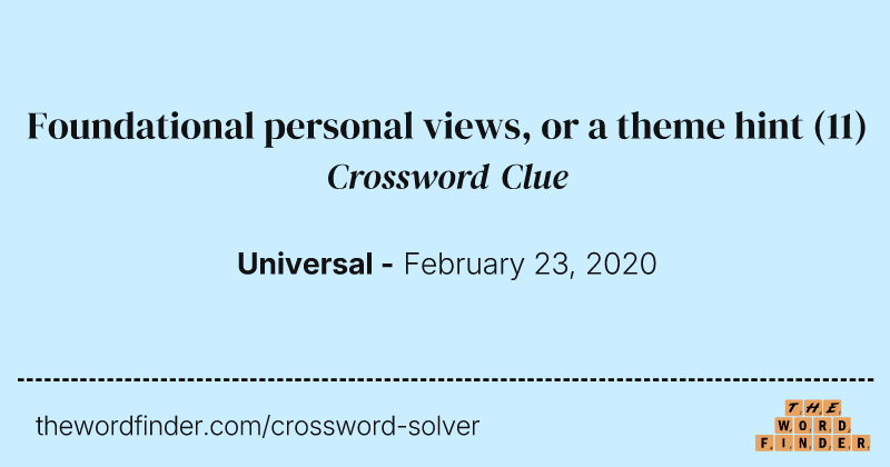 Foundational personal views, or a theme hint crossword clue image