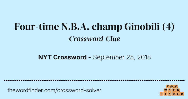Four-time N.B.A. champ Ginobili crossword clue image