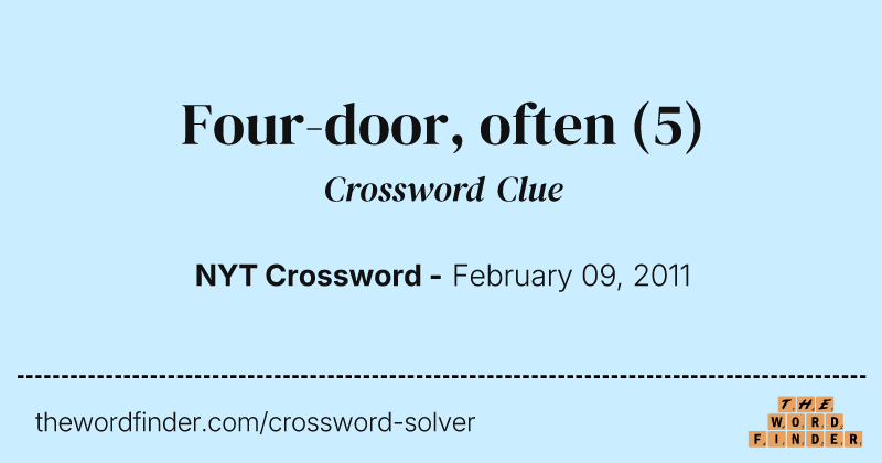 Four-door, often crossword clue image
