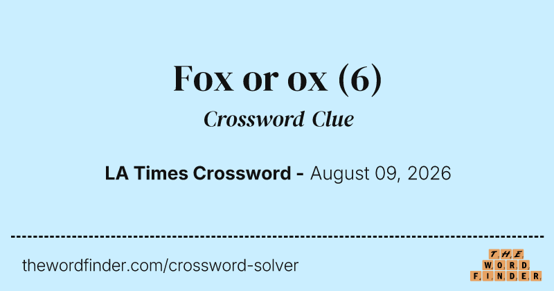 Fox or ox crossword clue image