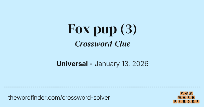 Fox pup crossword clue image