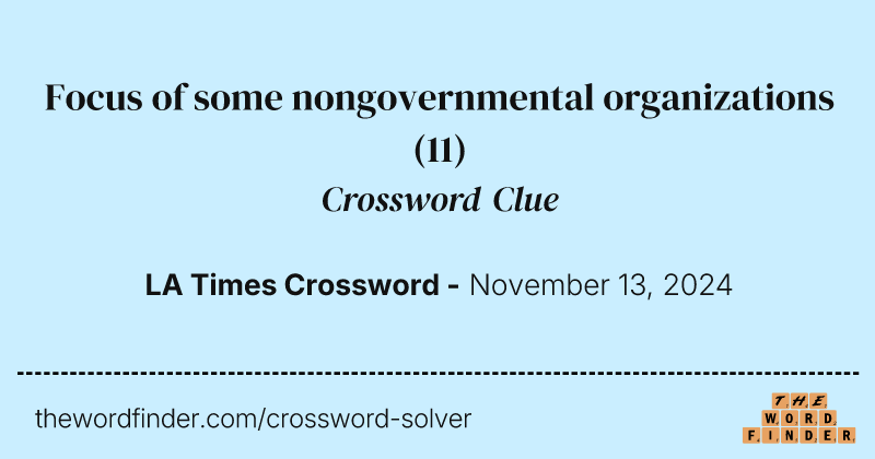 Focus of some nongovernmental organizations crossword clue image