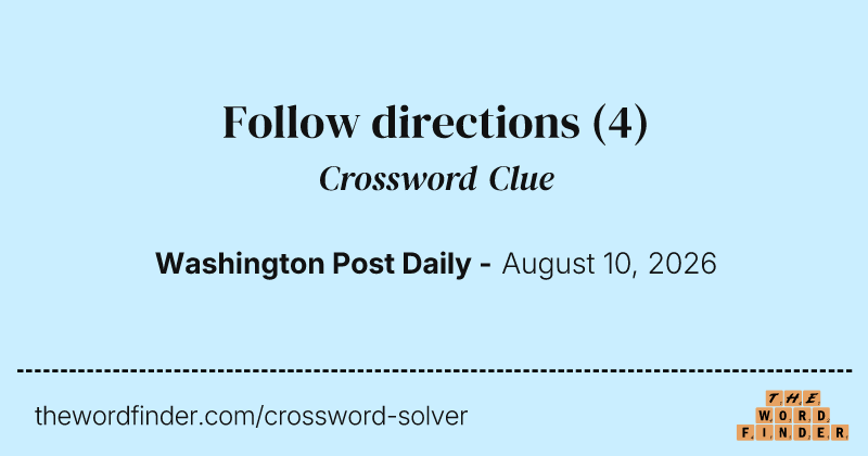 Follow directions crossword clue image