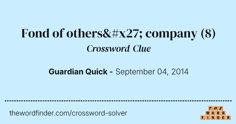 Fond of others' company crossword clue image