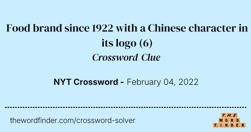 Food brand since 1922 with a Chinese character in its logo crossword clue image
