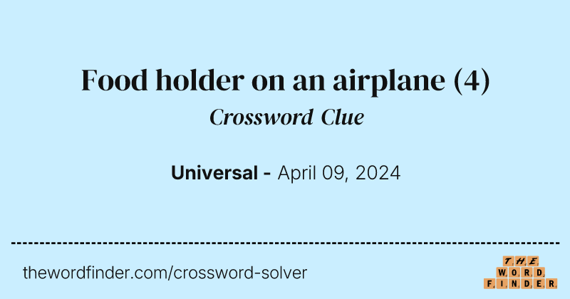 Food holder on an airplane crossword clue image
